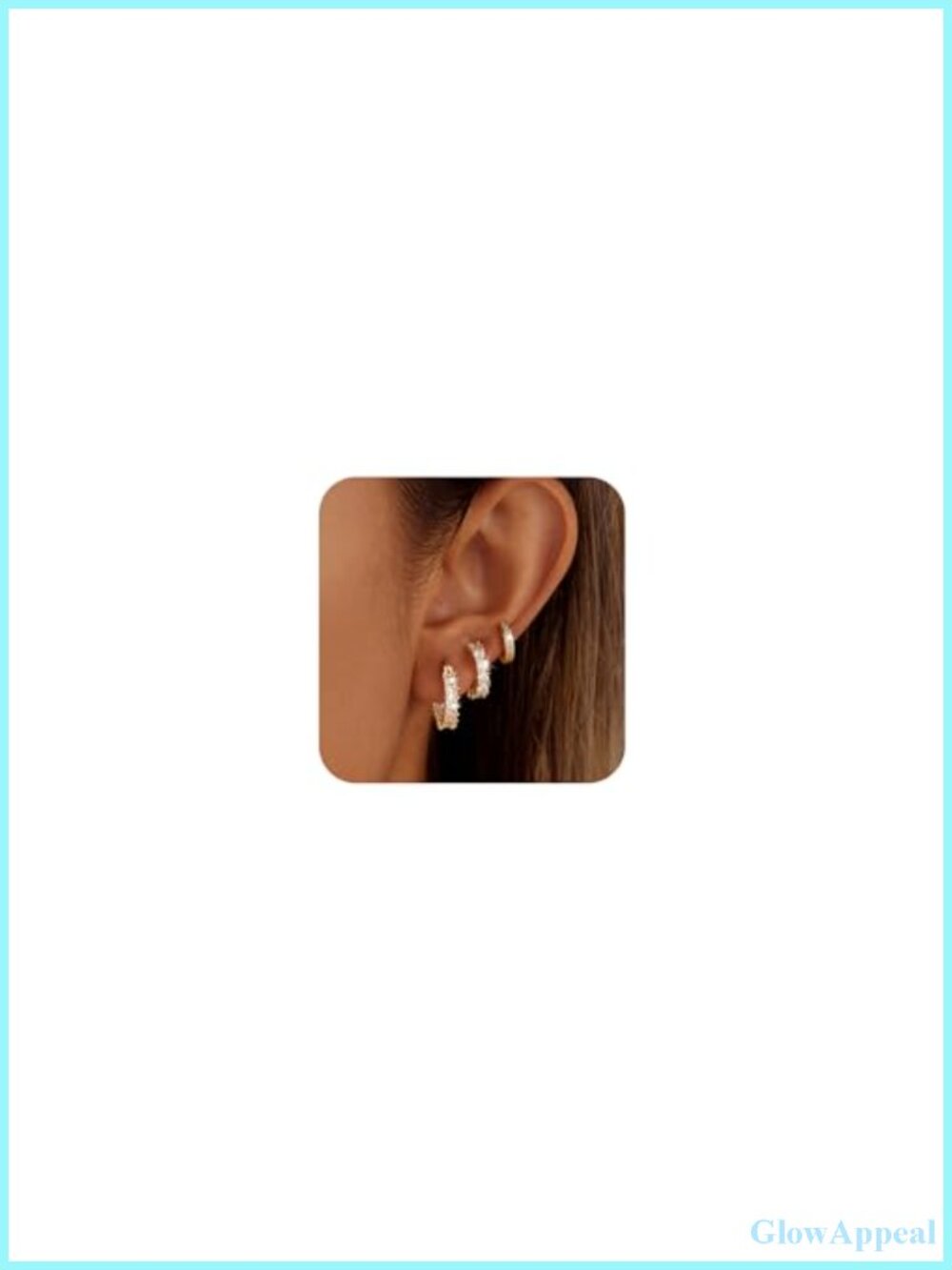 3 Pairs CZ Hoop Earrings for Women Hypoallergenic Copper Lever Back
